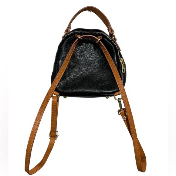 Divina Firenze black Pebbled Leather Convertible Top Handle Backpack Crossbody main image 13